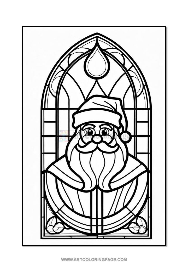 Stained Glass Santa Coloring Book Vol. 4 — A Festive Coloring Escape Diapositive5