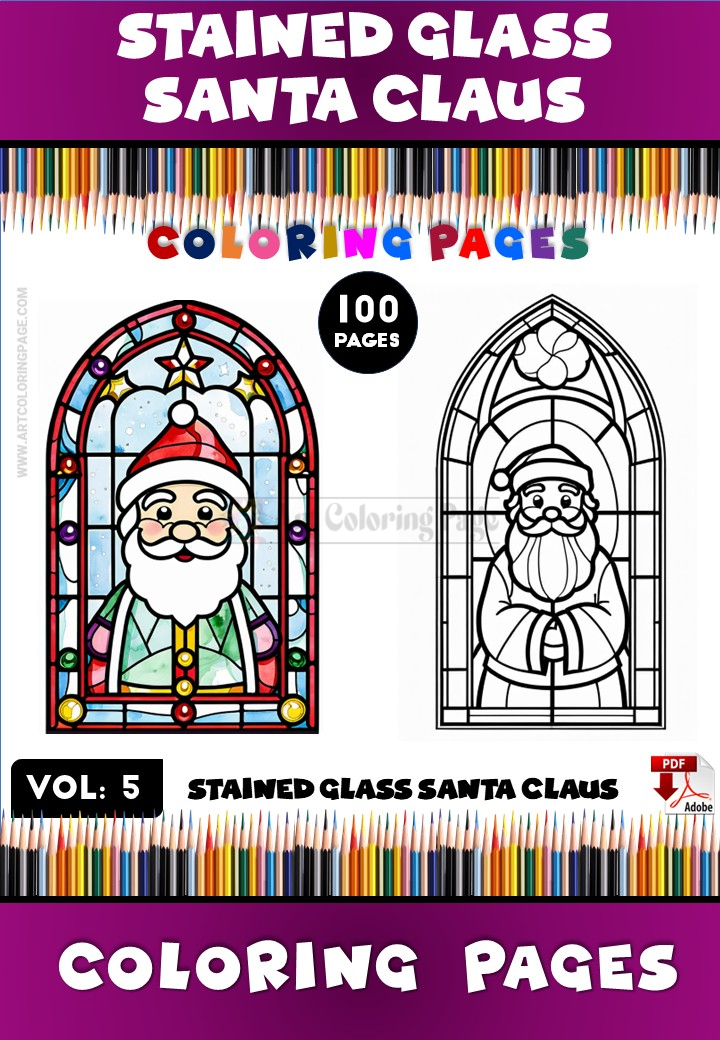 Coloring Book Stained Glass Santa Vol. 5: The Ultimate Creative Gift