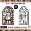 Stained Glass Santa Coloring Pages Vol. 3 100 Unique Holiday Designs Diapositive1