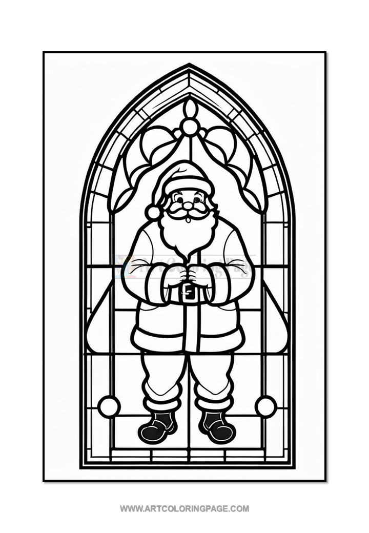 Stained Glass Santa Coloring Pages Vol. 3 100 Unique Holiday Designs Diapositive4
