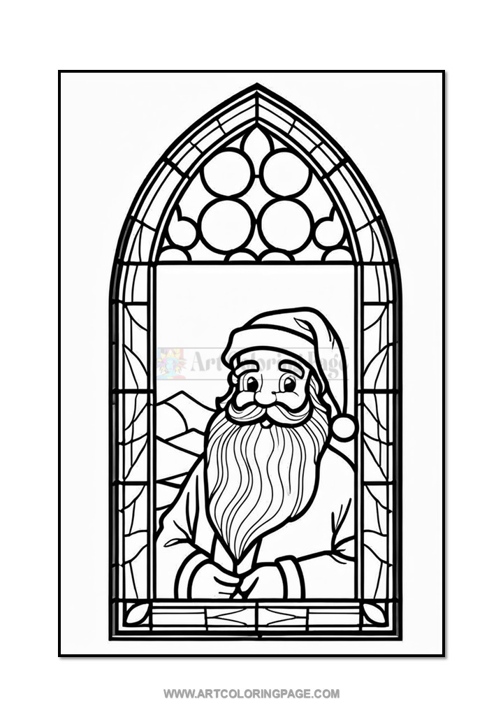 Stained Glass Santa Coloring Pages Vol. 3 100 Unique Holiday Designs Diapositive5
