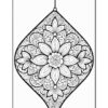 A black and white ornate mandala design shaped like a diamond, featuring intricate floral patterns and abstract shapes, suitable for coloring.