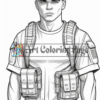 A soldier in a military uniform with pouches on his chest, looking confidently at the viewer.