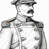A stern-looking military officer in a formal uniform and cap, featuring a prominent mustache.