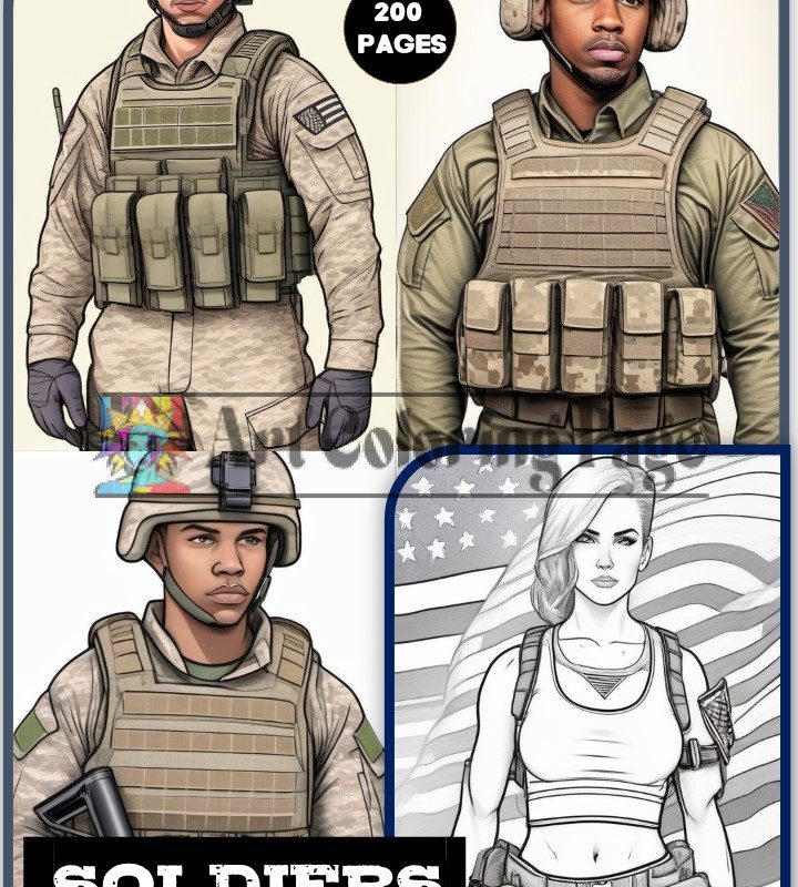 Adult Coloring Book Dive into Art with the Soldiers Coloring Book! Vol 17