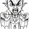 A cartoon vampire with an angry expression, wearing a suit and cape, showing clenched fists.