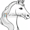 Unicorn with a flowing mane and a spiraled horn against a blank background.