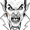 A fierce, angry vampire with elongated ears, sharp fangs, and slicked-back hair, showcasing an intense expression.