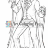 A vampire in a formal suit with a cape, showing sharp fangs and menacing claws, poised as if ready to attack.