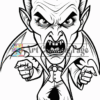 Angry cartoon vampire with sharp fangs and bat-like wings, wearing a classic tuxedo and gesturing aggressively.