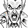 A menacing vampire with sharp fangs and an intense expression, showcasing anger and defiance.