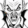 Angry vampire character with sharp fangs, pronounced ears, and slicked-back hair, in a dramatic pose.