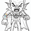 A cartoon vampire character with sharp fangs, pointed ears, and a menacing expression, wearing a suit and cape.