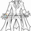 A dramatic vampire character with fangs, wearing a suit and cape, posed menacingly with outstretched hands.
