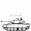 A side view of a military tank with a soldier positioned on top, ready for action.