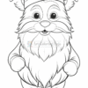 Cartoonish bear character wearing a festive hat and belt, with a friendly smile and fluffy beard, ready for coloring.
