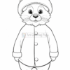 A cartoon otter wearing a winter hat and coat, standing upright with a cheerful expression.