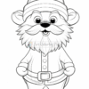 A cheerful cartoon-style lion wearing a festive Santa hat and outfit, with a big smile and bushy beard.