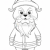 A cartoonish character dressed as Santa Claus, featuring a large beard and a fluffy hat, with a playful expression.