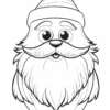 A cartoonish Santa Claus character with a large beard, wearing a striped hat, smiling and standing upright.