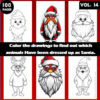 Coloring pages feature animals dressed as Santa Claus, promoting fun on artcoloringpage.com with their coloring book collection.