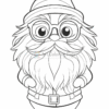 A cartoon gnome with glasses and a bushy beard, wearing a striped hat and belt, stands with hands on hips, ready for coloring.