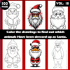 Animals dressed as Santa Claus coloring pages featuring various characters in Santa attire; ideal for a coloring book from artcoloringpage.com.