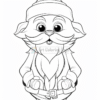 A cheerful cartoon gnome with a bushy beard and wearing a Santa hat, ready to be colored.