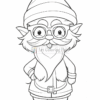 A cheerful cartoon elf with glasses, wearing a striped hat and a belt, standing in a playful pose.