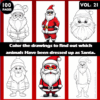 Coloring pages featuring animals dressed as Santa Claus, available in a coloring book on artcoloringpage.com.