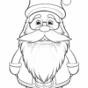 A cartoonish Santa Claus with glasses, a big beard, and a fluffy hat, ready for coloring.