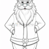 A cartoon Santa Claus character with glasses, wearing a red hat and coat, standing with his hands on his hips.