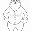 A cartoon-style Santa Claus with glasses, a bearded smile, and a red suit, standing with hands on hips.