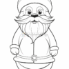 A cartoon Santa Claus with a large beard, wearing a hat and a coat, standing with a friendly expression, ready for coloring.