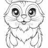 A cute cartoon hamster wearing a hat, with large expressive eyes and fluffy fur, designed for coloring activity.