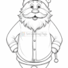 A cheerful cartoon Santa Claus with a big beard, wearing a Santa hat and outfit, standing with hands on his hips.