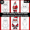 Coloring pages featuring animals dressed as Santa Claus, part of a coloring book from artcoloringpage.com, volume 8.