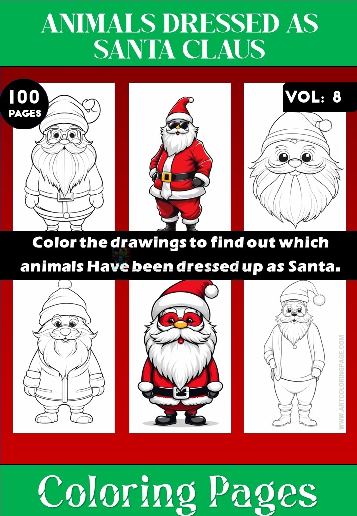 Coloring Pages of Animals Dressed as Santa Claus Vol 8 - Coloring Sheet