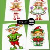 Christmas Elves Coloring Pages. Printable Elf Coloring Sheet for Kids Vol 2