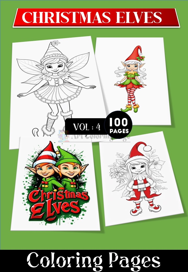 Bring Holiday Magic Home with Coloring Pages of Christmas Elves VOL 4