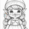 A cute elf girl with long, wavy hair wearing a pointed hat and a dress, holding a small ball.