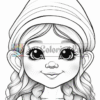 A cartoon girl with pigtails wearing a colorful hat and an apron, smiling happily against a simple background.