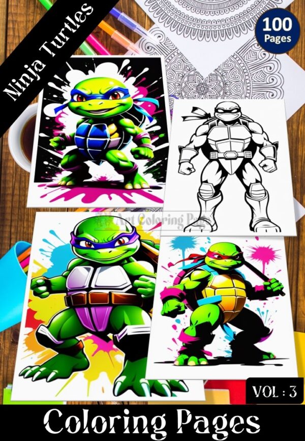 TMNT Coloring Pages VOL 3 – 100 Unique Designs for All Ages!