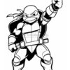 Leonardo, a Teenage Mutant Ninja Turtle, stands confidently holding his sword, showcasing his blue mask and determined expression.