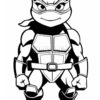 Leonardo from Teenage Mutant Ninja Turtles stands confidently with a serious expression, wearing his signature blue mask and armor.