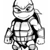 Leonardo, a Teenage Mutant Ninja Turtle, stands confidently with a sly grin, wearing his signature blue mask and armor.