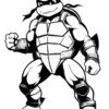 Leonardo from the Teenage Mutant Ninja Turtles, standing confidently with a determined expression and wearing his signature blue mask.