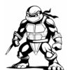 Leonardo, a teenage mutant ninja turtle, stands confidently with a sword and determined expression, ready for action.