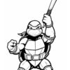 Leonardo, a Teenage Mutant Ninja Turtle, stands confidently with a baseball bat, ready for action.