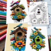 Wood Bird Houses Coloring Pages Vol 2 - Unleash Creativity